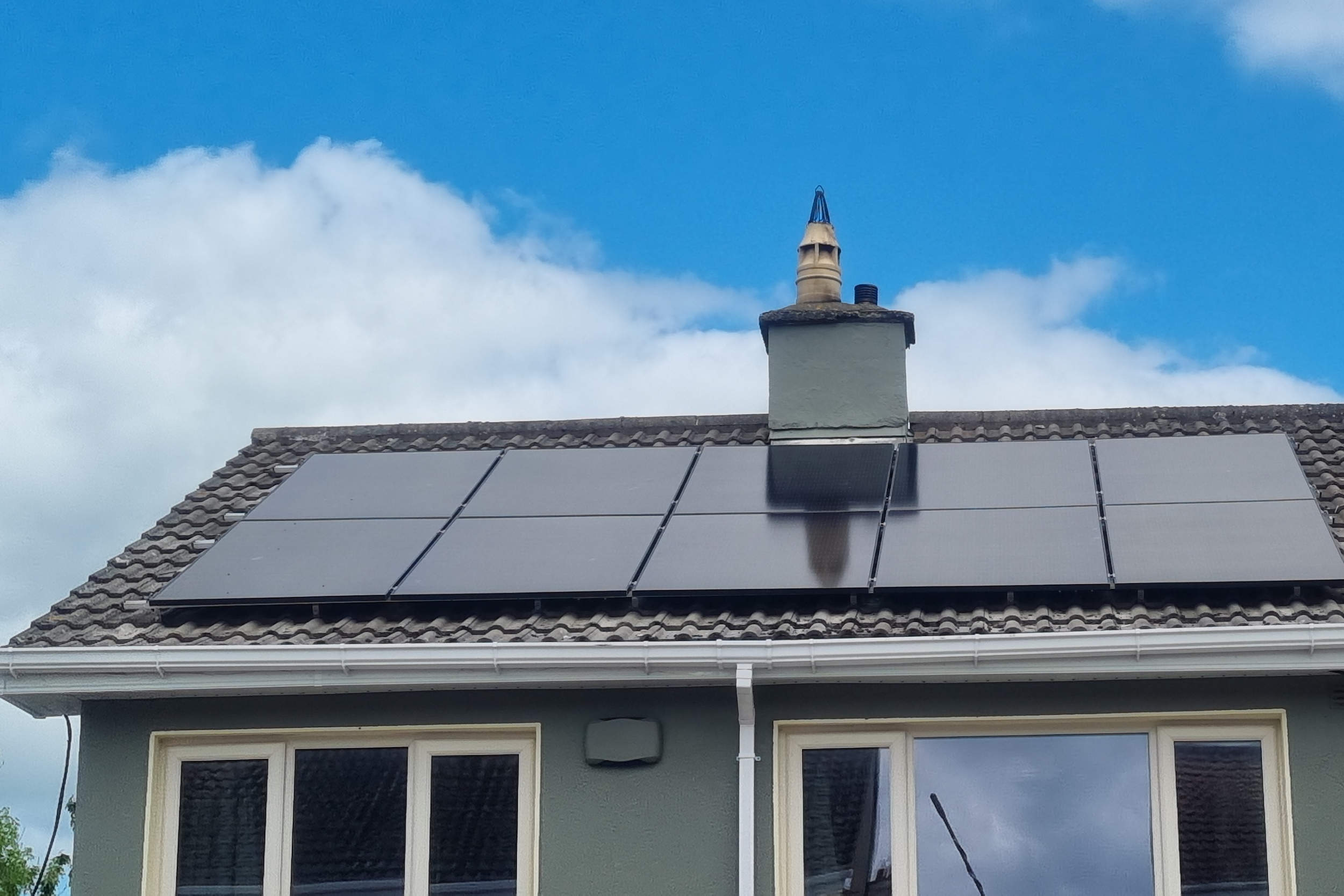 Semi detached house with solar panels on the roof