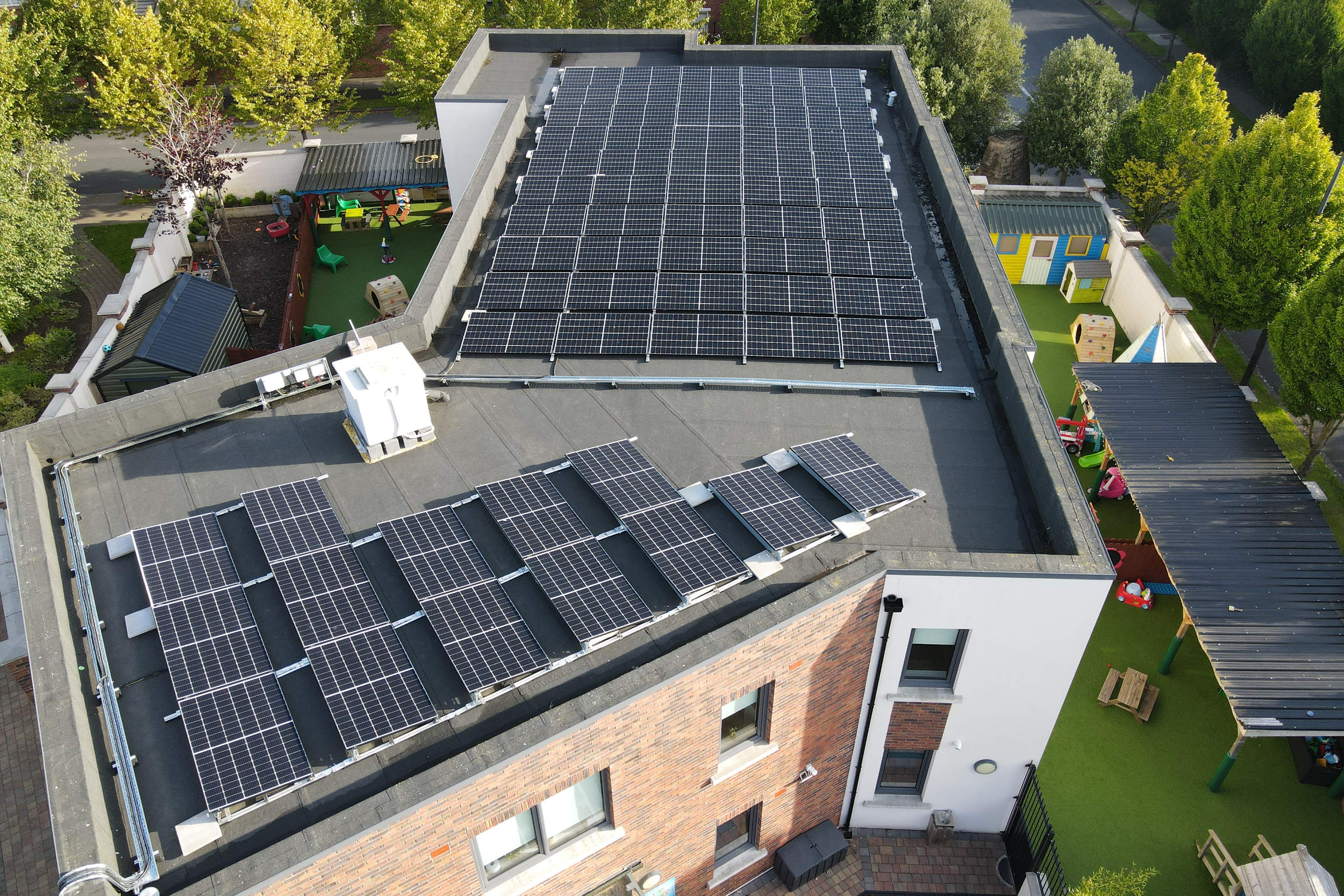 Solar panel installation on the roof or a creche