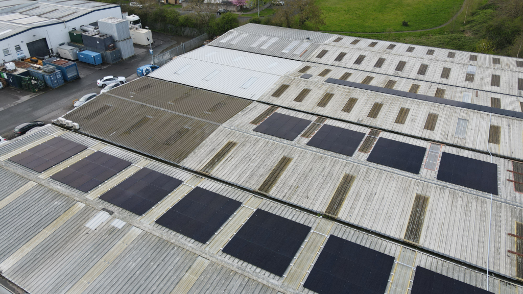 153 × 470W Leapton solar panels on factory roof at Brett Supplies
